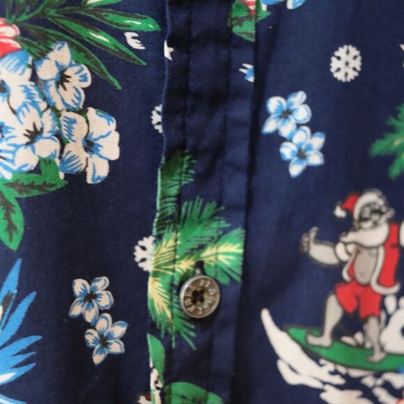 Free Planet Blue and Green Casual Button Down Shirts with Tropical Prints - Picture 4 of 14